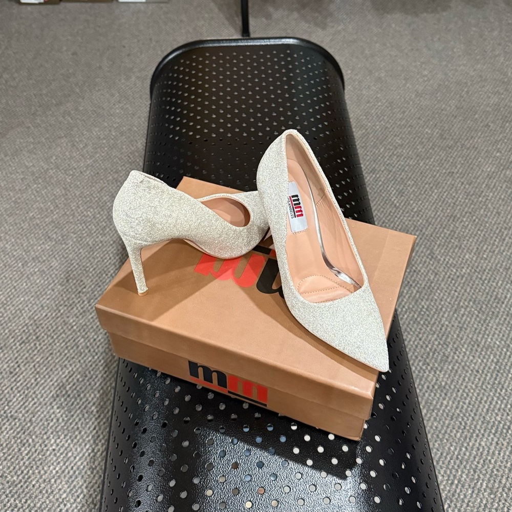 Miu Miu Sparkling Silver Pumps